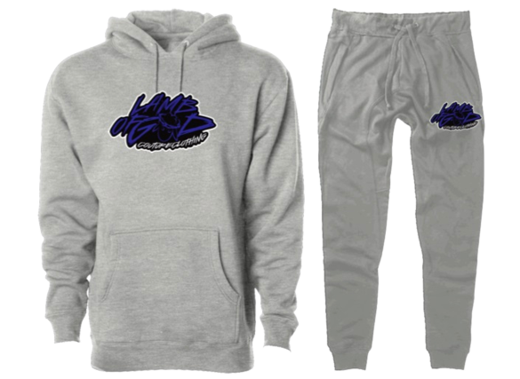 Ashey Grey & Blue Hoodie & Trousers Set